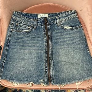 Free People Raw Hem Denim Mini Skirt